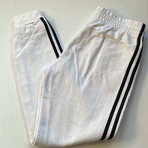Adidas elastic waist fleece lined three stripe, joggers size medium